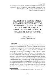 El “hondo y oscuro valle” de las religiones positivas y de los convencionalismos religiosos. Fe, razón y catolicismo en la obra de Rosario de Acuña (1850-1923)   