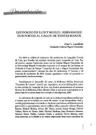 Leopoldo de Luis y Miguel Hernández: dos poetas al calor de tantas manos