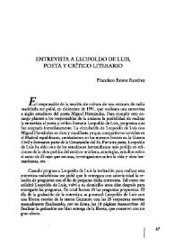 Entrevista a Leopoldo de Luis, poeta y crítico literario