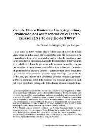 Vicente Blasco Ibáñez en Azul (Argentina): crónica de dos conferencias en el Teatro Español (15 y 16 de julio de 1909) 