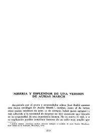 Miseria y esplendor en una versión de Ausiàs March