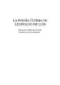 La poesía última de Leopoldo de Luis 