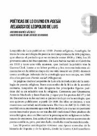 Poéticas de lo divino en 'Poesía religiosa' de Leopoldo de Luis
