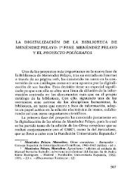 La digitalización de la Biblioteca de Menéndez Pelayo: 1ª fase. Menéndez Pelayo y el 'Proyecto Bibliográfico'