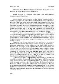 Discurso al recibir la distinción de Hijo adoptivo de Santander