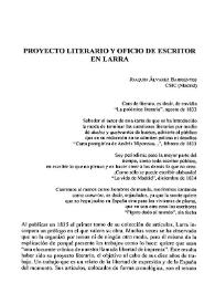 Proyecto literario y oficio de escritor en Larra