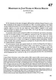 Magisterio de don Juan Valera en Manuel Halcón 