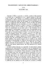 Traducción, imitación y originalidad...