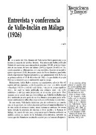 Entrevista y conferencia de Valle-Inclán en Málaga (1926)