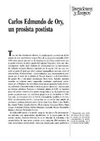 Carlos Edmundo de Ory, un prosista postista 