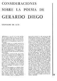 Consideraciones sobre la poesía de Gerardo Diego