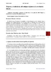 Mujeres y ciudadanía: del antiguo régimen a la revolución liberal