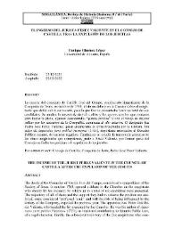 El ingreso del jurista Pérez Valiente en el Consejo de Castilla tras la expulsión de los jesuitas
