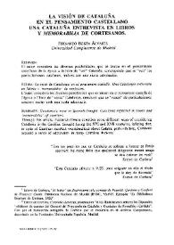La visión de Cataluña en el pensamiento castellano. Una Cataluña entrevista en Libros y 'Memorabilia' de cortesanos