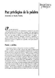 Paz: privilegios de la palabra (Entrevista de Braulio Peralta)
