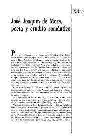 José Joaquín de Mora, poeta y erudito romántico