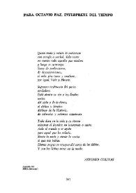 Para Octavio Paz, intérprete del tiempo 