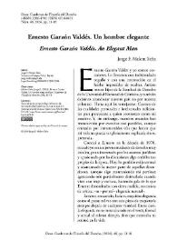 Ernesto Garzón Valdés. Un hombre elegante 