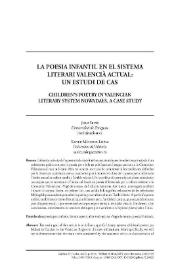 La poesia infantil en el sistema literari valencià actual: un estudi de cas  
