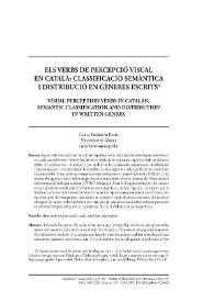 Els verbs de percepció visual en català: classificació semàntica i distribució en gèneres escrits  