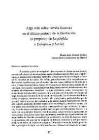 Algo más sobre novela francesa en el último período de la Ilustración (a propósito de 'La pérfida o Enriqueta y Lucía')