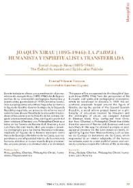 Joaquín Xirau (1895-1946): la 'paideia' humanista y espiritualista transterrada