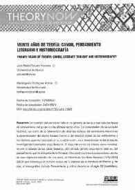 Veinte años de teoría: canon, pensamiento literario e historiografía