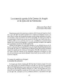 La economía agraria de la Corona de Aragón en la época de las Germanías
