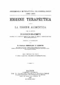 Higiene terapéutica : la higiene alimenticia