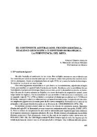 El continente australiano. Ficción histórica, realidad geográfica e hipótesis estratégica. La pervivencia del mito 
