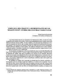 Simular la realidad en la representación de los “Reality Show”: género, dialogicidad y espectador