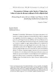 Desmontar el abismo entre Sujeto y Naturaleza. Sobre el extravío desnaturalizante de la subjetividad
