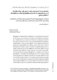 Solidaridad, ¿de qué y entre quiénes? A propósito del debate sobre la justificación de los impuestos y el gasto público