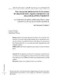 Una concepción artefactualista de las normas de comportamiento. Algunos comentarios a un ensayo de Juan Pablo Mañalich R.