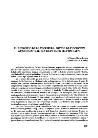 El ejercicio de la escritura: mundo de ficción en 'Nubosidad variable' de Carmen Martín Gaite