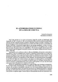 El autobiografismo ficcional en la obra de Josep Pla 