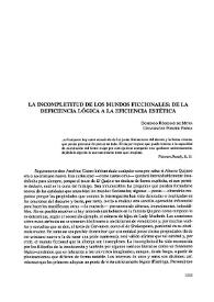 La incompletitud de los mundos ficcionales: de la deficiencia lógica a la eficiencia estética 
