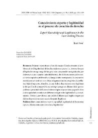 Conocimiento experto y legitimidad en el proceso de creación de derecho 