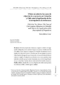 Objeto su señoría: los casos de objeción de conciencia en Colombia y Chile ante la legalización de las interrupciones de embarazos