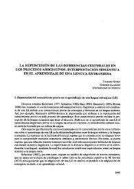 La repercusión de las diferencias culturales en los procesos asociativos: interpretación semántica en el aprendizaje de una lengua extranjera