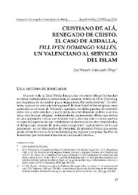 Cristiano de Alá, renegado de Cristo. El caso de Abdalla, 'fill d'En Domingo Vallés', un valenciano al servicio del Islam