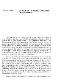 'Versos en la guerra', un libro casi ignorado