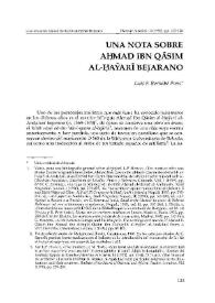 Una nota sobre Aḥmad Ibn Qāsim al-Ḥaŷarī Bejarano