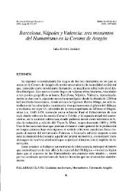 Barcelona, Nápoles y Valencia: tres momentos del Humanismo en la Corona de Aragón