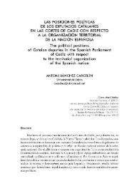 Las posiciones políticas de los diputados catalanes en las Cortes de Cádiz con respecto a la organización territorial de la nación española