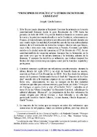 'Principios de política' y otros escritos de Constant 