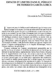 Espaces et limites dans 'El Público' de Federico García Lorca