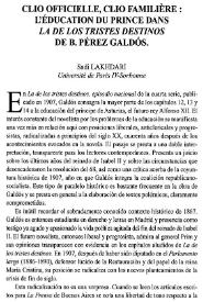 Clio officielle, Clio familière : L'éducation du prince dans 'La de los tristes destinos' de B. Pérez Galdós 