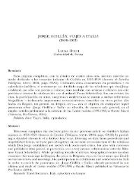 Jorge Guillén: viajes a Italia (1960-1963)