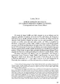 Jorge Guillén en Italia: un largo diálogo sobre la poesía. Correspondencia con Oreste Macrí
